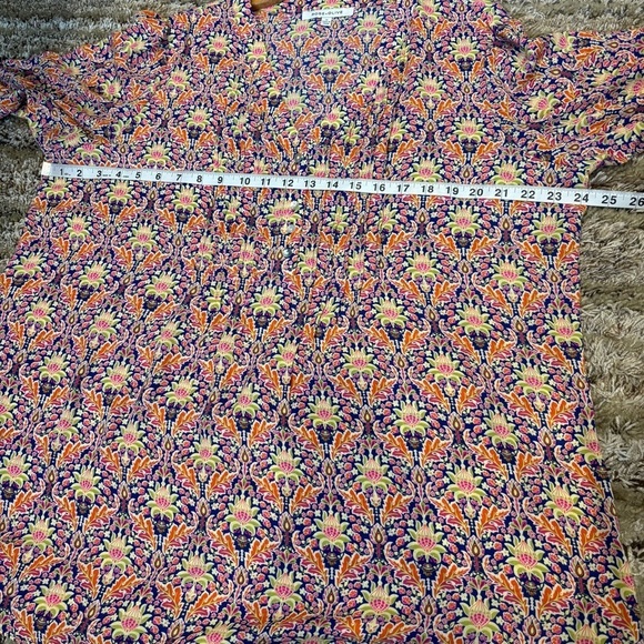 Rose and Olive 1X Top Tunic V Neck Henley pin Tuck Floral - Picture 9 of 11